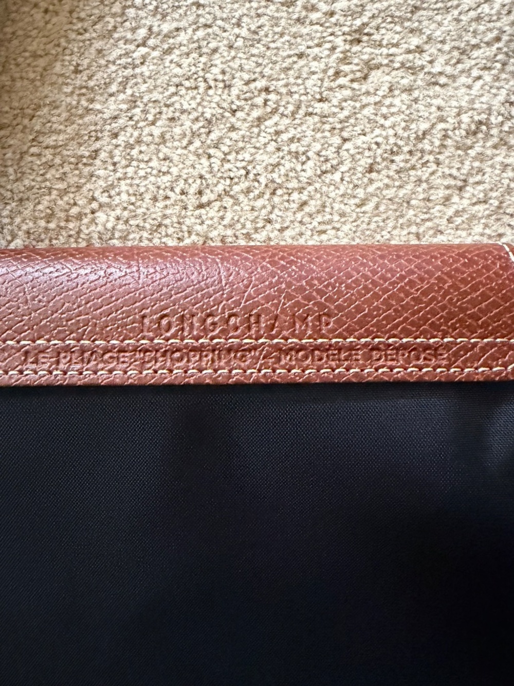 Longchamp Le Pliage Original Large Tote, black with brown leather - Picture 5 of 8